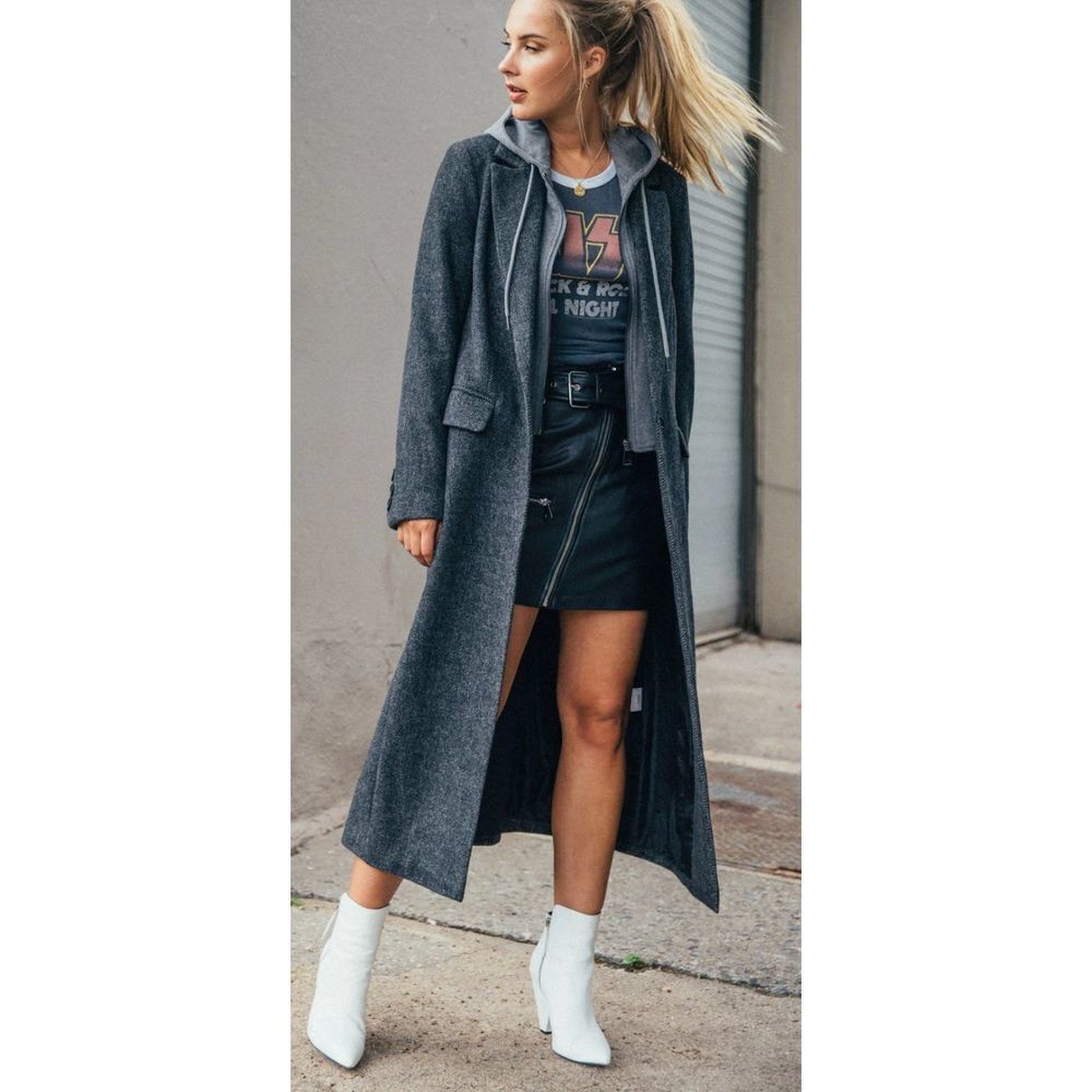 Avec Les Filles Twill Wool Blend Hoodie Coat